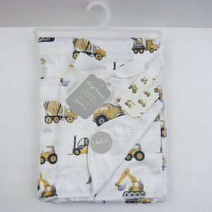 Construction Zone Dump Truck Baby Blanket Bulldozer Cement Tow Minky Lovey Soft